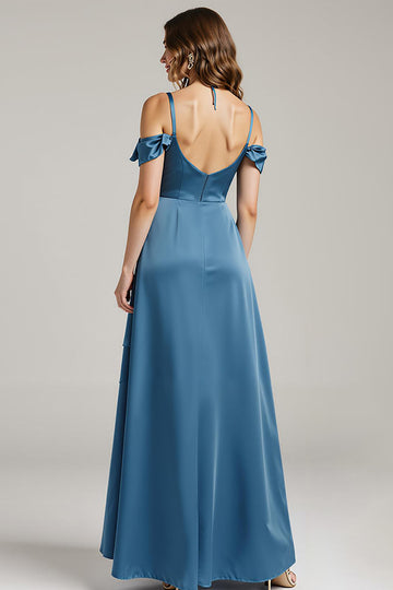 Twilight High-Low Cold Shoulder A-Line Ruffled Formal Dress
